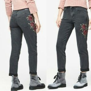 Aeropostale Black Rose-Embroidered Jean